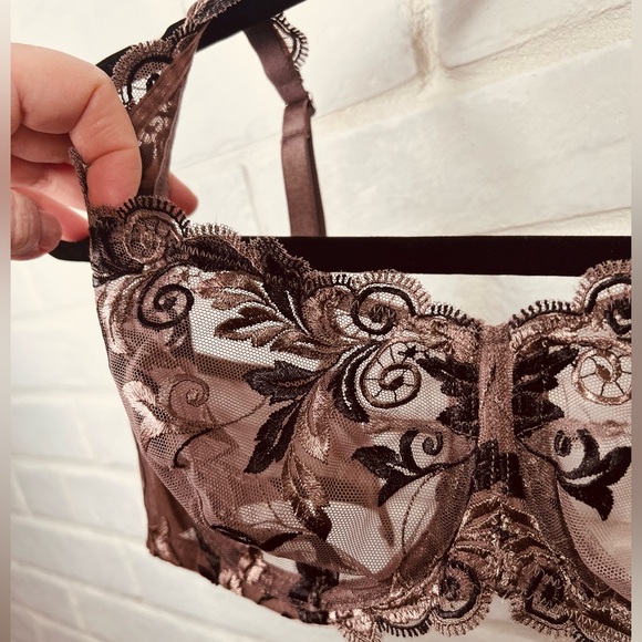 NWT Soma Sensuous Lace Unlined Ballonet Underwire Bra 34 D Mochaccino #0545 - Picture 3 of 14